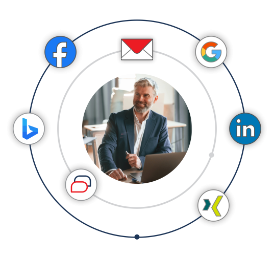 multichannel graphical representation businessman multichannel graphical representation businessman